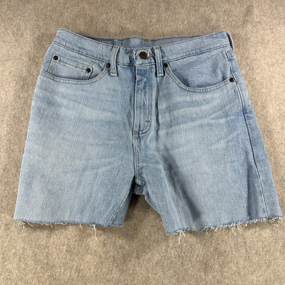 Wrangler Mens Shorts Cutoff Relaxed Fit Frayed Hem Denim Light Wash Size 30